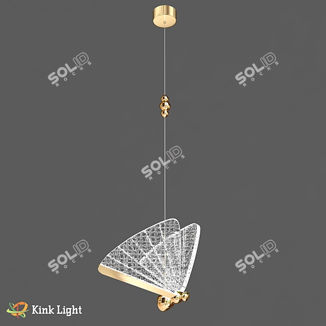 Golden Butterfly Pendant Light 3D model image 5
