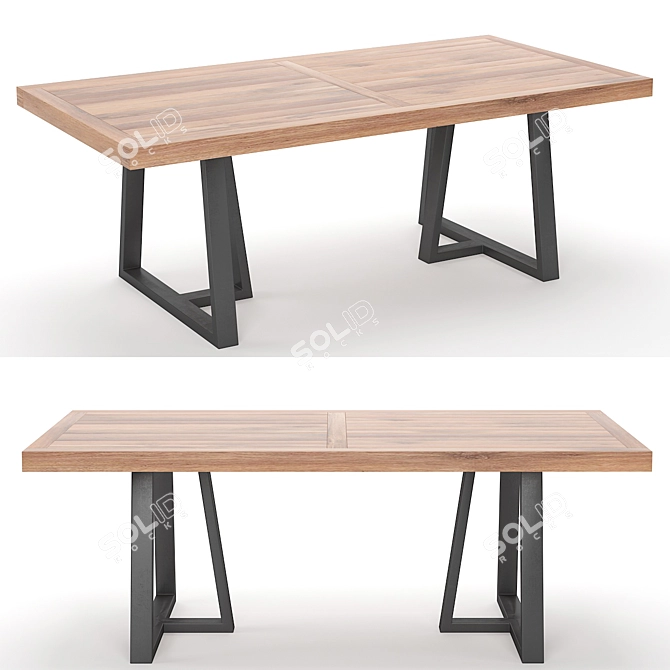 Mid-Century Walnut Dining Set 3D model image 3