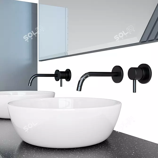 Modern Grey and White Bathroom Furniture Set 3D model image 4