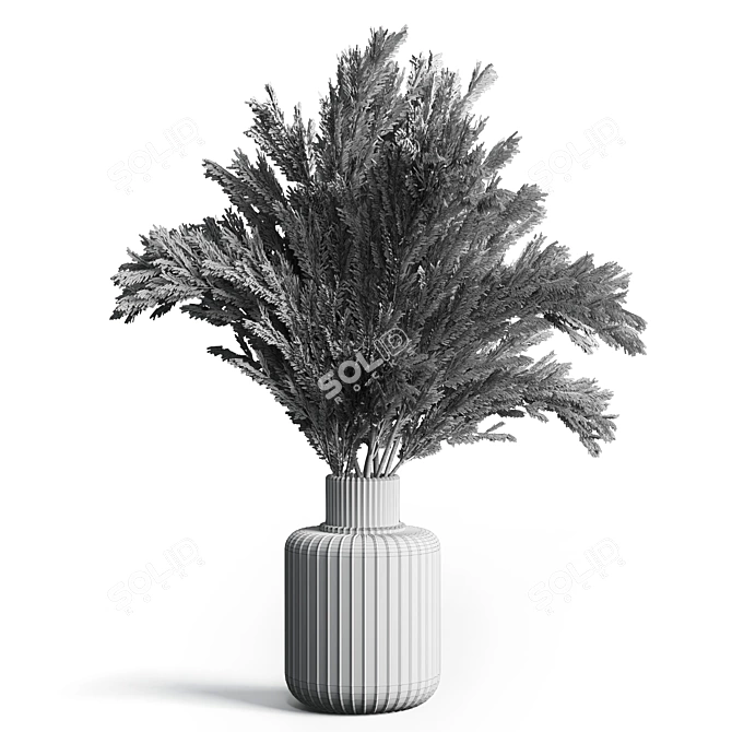 Elegant Dry Lavender Bouquet in Glass Vase 3D model image 3