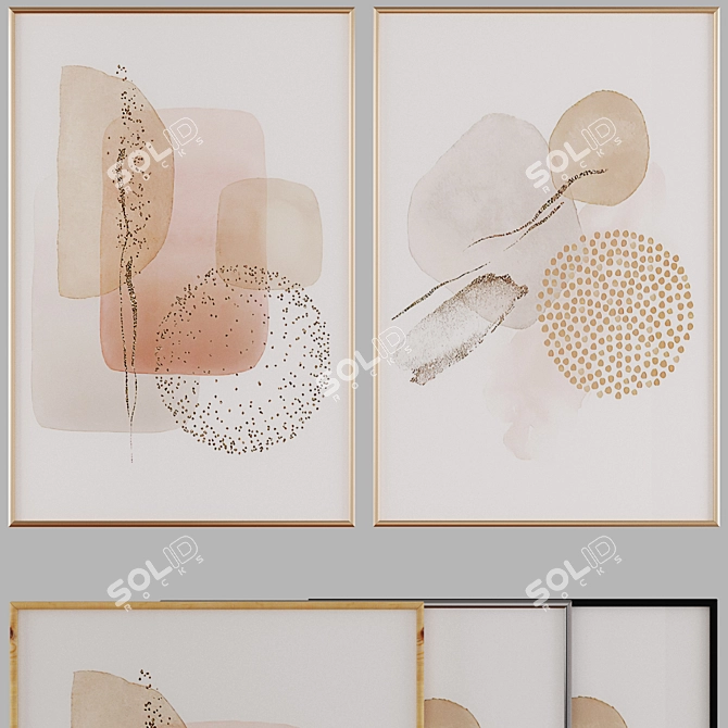 Abstract Canvas Painting with Frame 3D model image 1