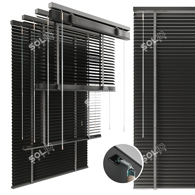 Black Metal Blinds 900mm 3D model image 1