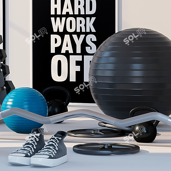 Title: Versatile Home Gym Storage Solution 3D model image 3