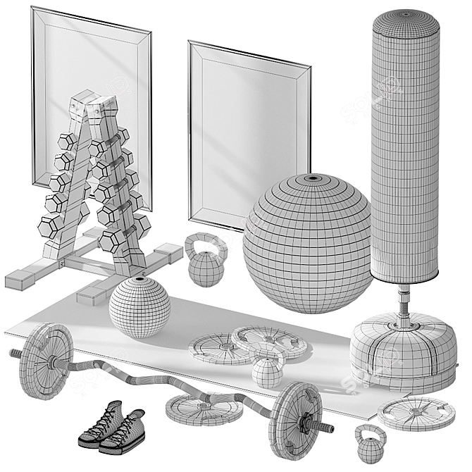 Title: Versatile Home Gym Storage Solution 3D model image 5