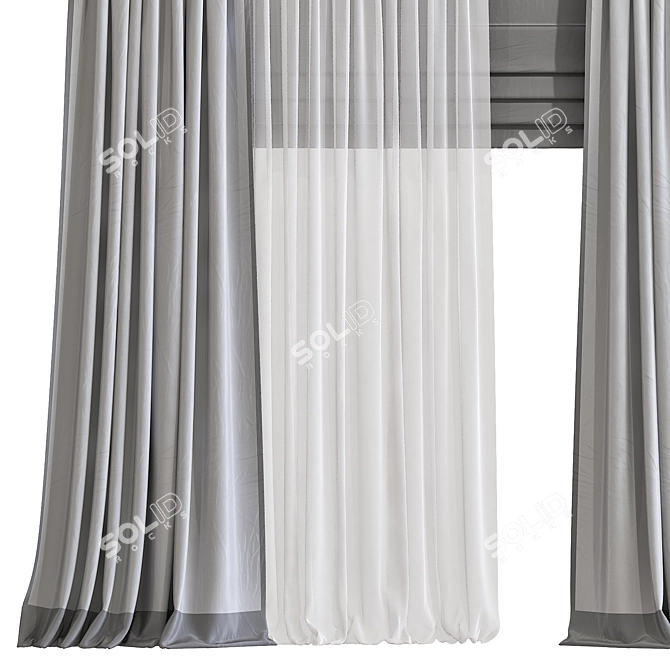 Elegant Draped Curtain 875 3D model image 2