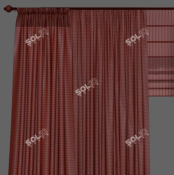 Elegant Draped Curtain 875 3D model image 3