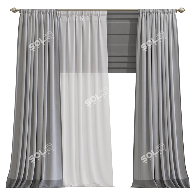 Elegant Draped Curtain 875 3D model image 5