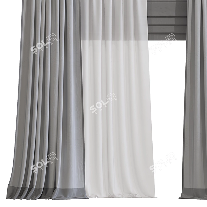 Elegant Draped Curtain 875 3D model image 6
