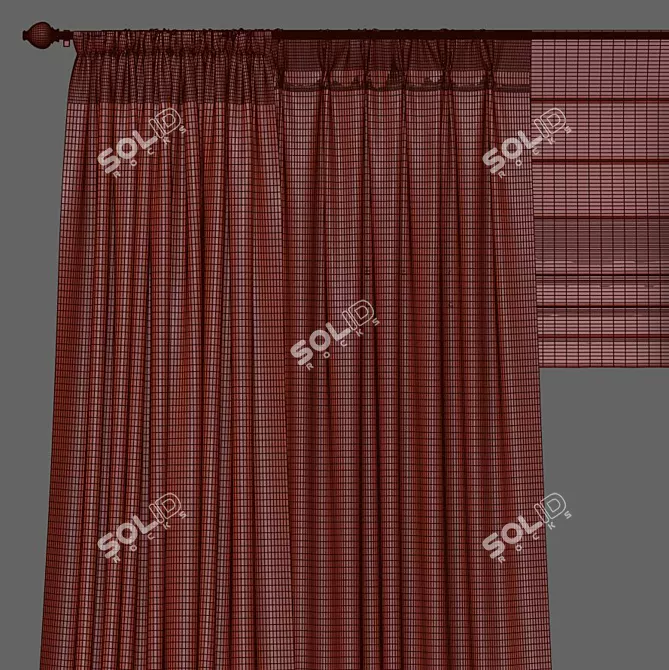 Elegant Draped Curtain 875 3D model image 7