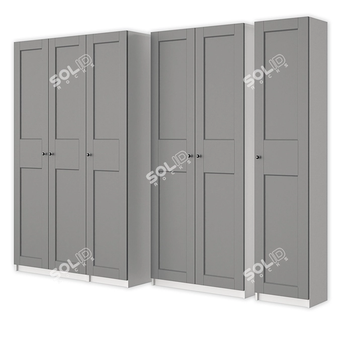 Ikea PAX-Grimo Wardrobe: White Frame, Various Door Colors 3D model image 2