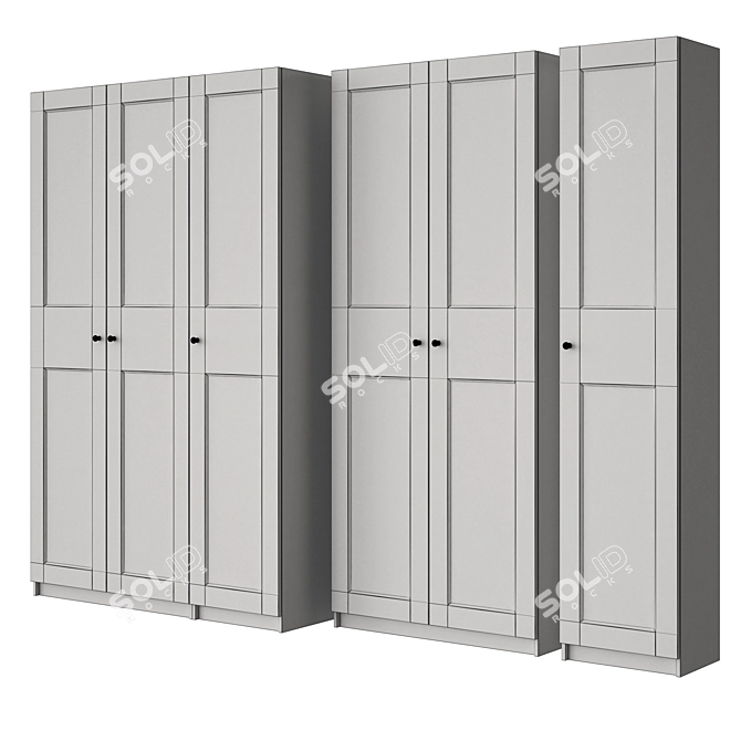 Ikea PAX-Grimo Wardrobe: White Frame, Various Door Colors 3D model image 4