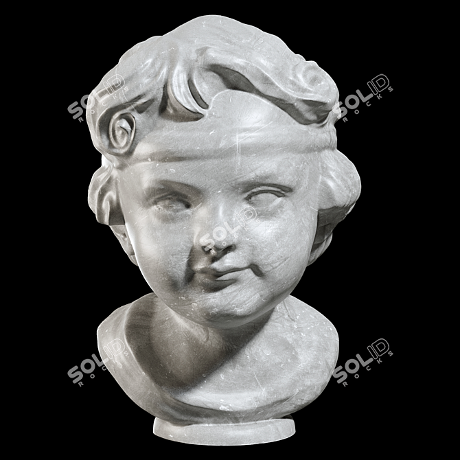 Italian Carved Marble Girl Bust 3D model image 1