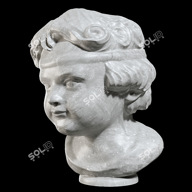 Italian Carved Marble Girl Bust 3D model image 2