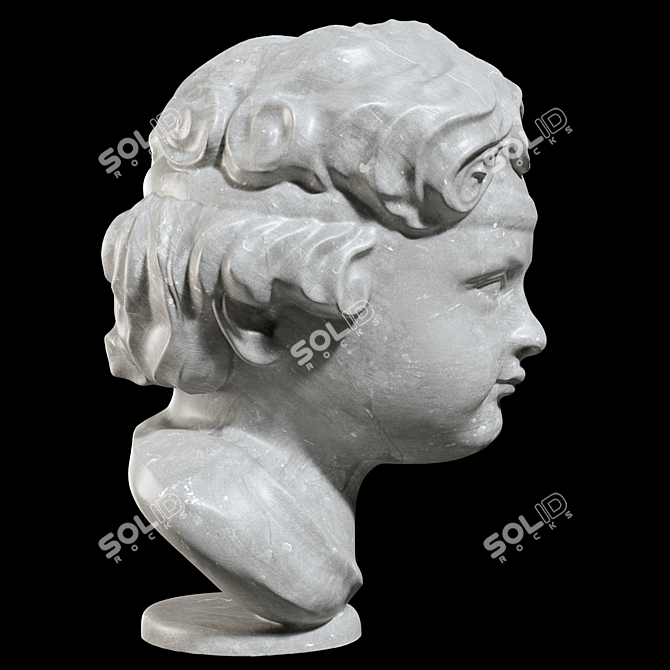 Italian Carved Marble Girl Bust 3D model image 3