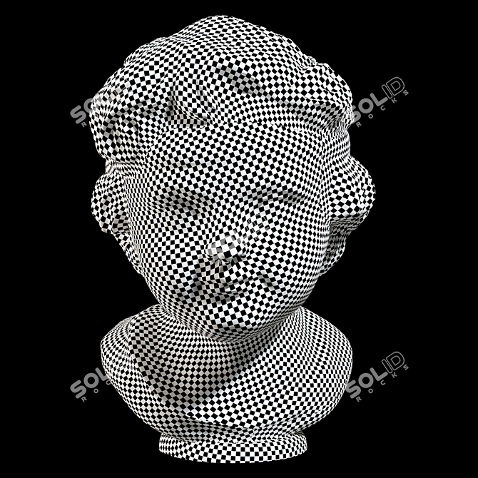 Italian Carved Marble Girl Bust 3D model image 4