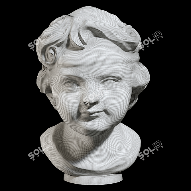 Italian Carved Marble Girl Bust 3D model image 5