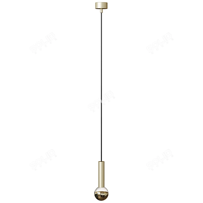 Sleek Brass Pendant Light 3D model image 1