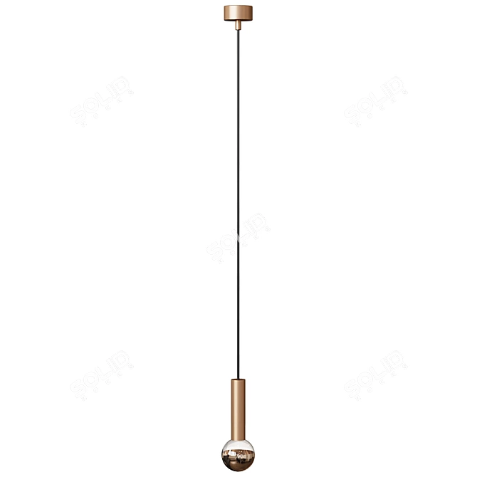 Sleek Brass Pendant Light 3D model image 2