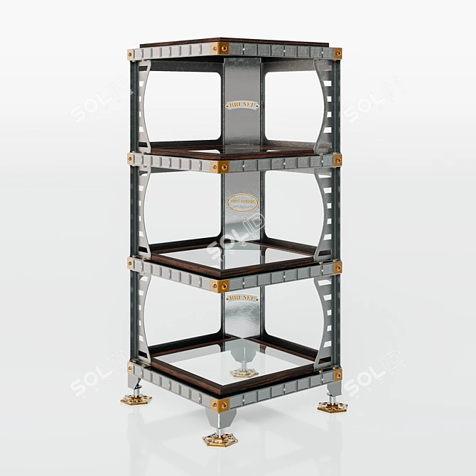 Industrial Steel Vintage Brunel Display Cabinet 3D model image 1