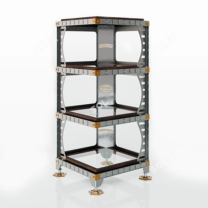 Industrial Steel Vintage Brunel Display Cabinet 3D model image 5