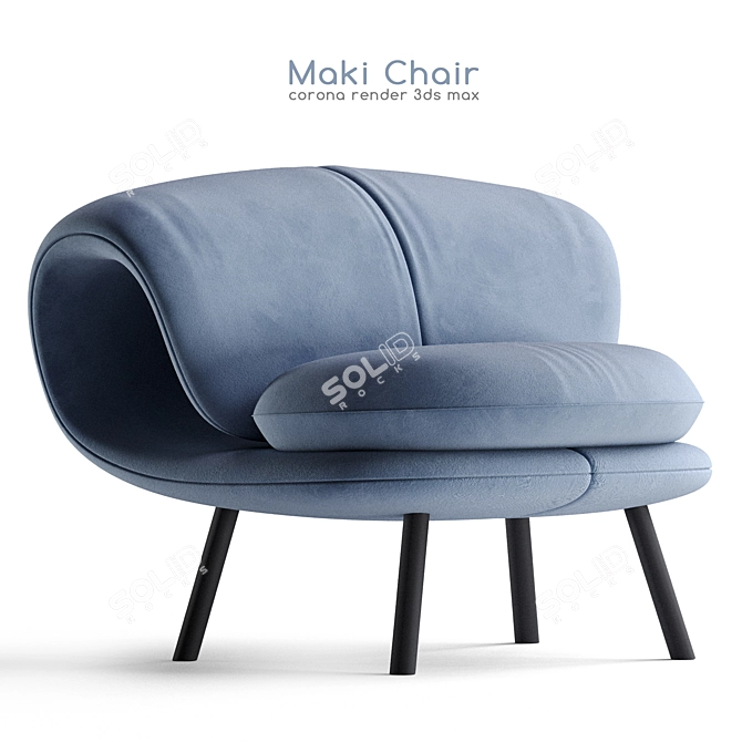 Sleek Bamboo Maki Chair 3D model image 1