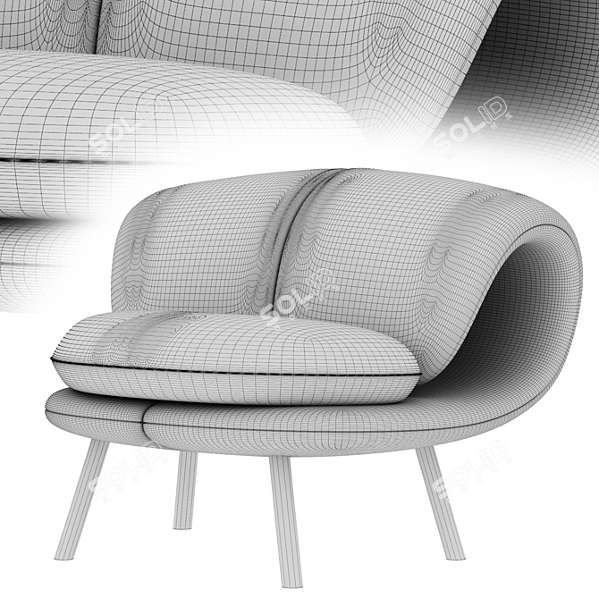 Sleek Bamboo Maki Chair 3D model image 4