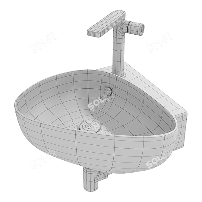 Elegant Jacob Delafon Nouvelle Vague Corner Washbasin 3D model image 4