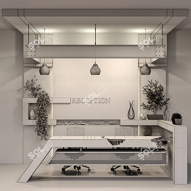 Sleek Reception Design for Offices 3D model image 8