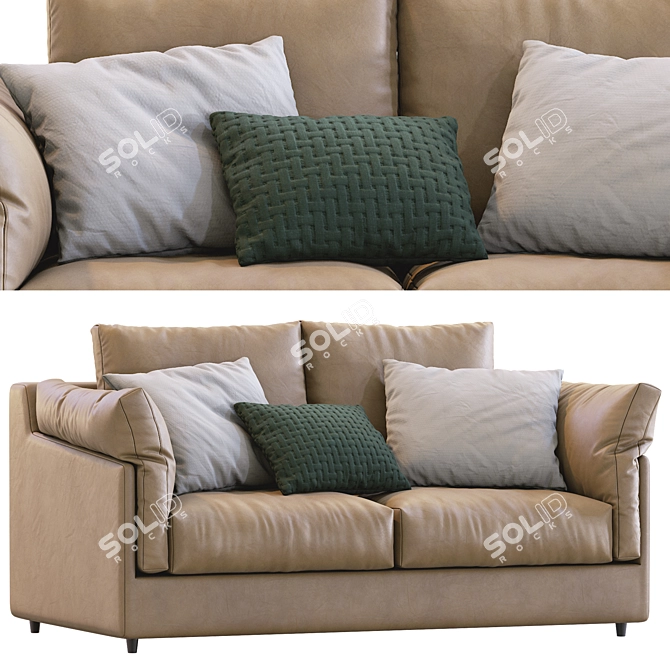 Elegant Leather Sofa by Ferlea 3D model image 1