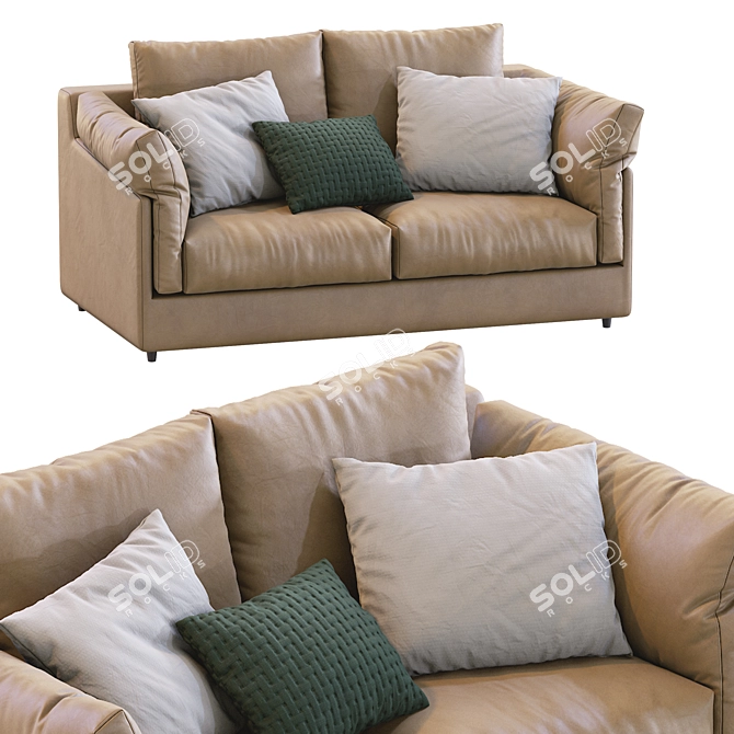 Elegant Leather Sofa by Ferlea 3D model image 7