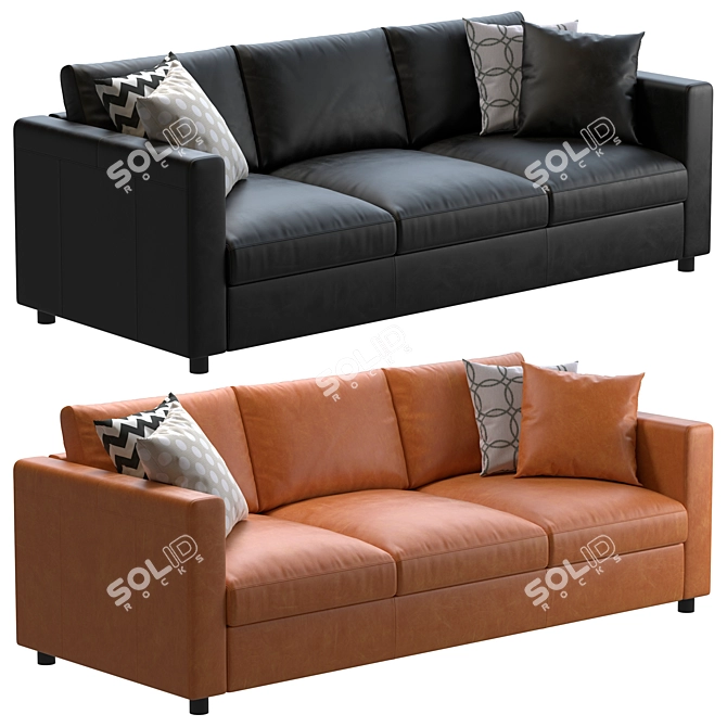 Sleek Ikea Finnala Leather Sofa 3D model image 1