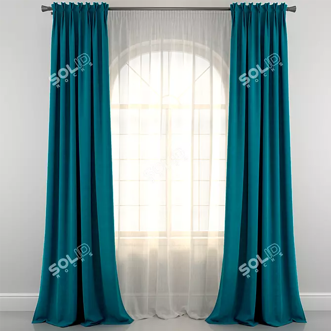 Flamish Fold Curtain: Elegance Unfolded 3D model image 1