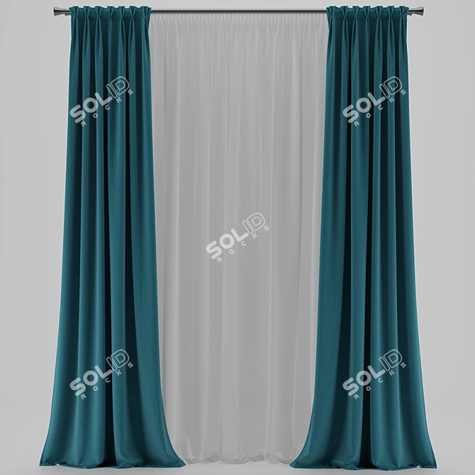 Flamish Fold Curtain: Elegance Unfolded 3D model image 5