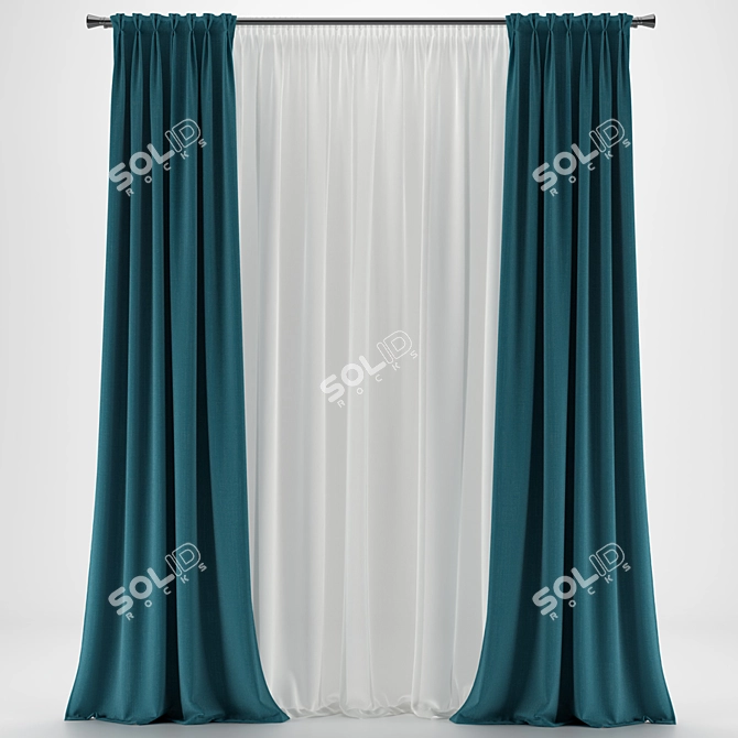 Flamish Fold Curtain: Elegance Unfolded 3D model image 6