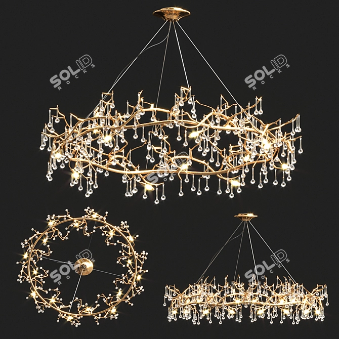 Elegant Aqua Chandelier Collection 3D model image 2