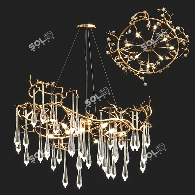 Elegant Aqua Chandelier Collection 3D model image 3