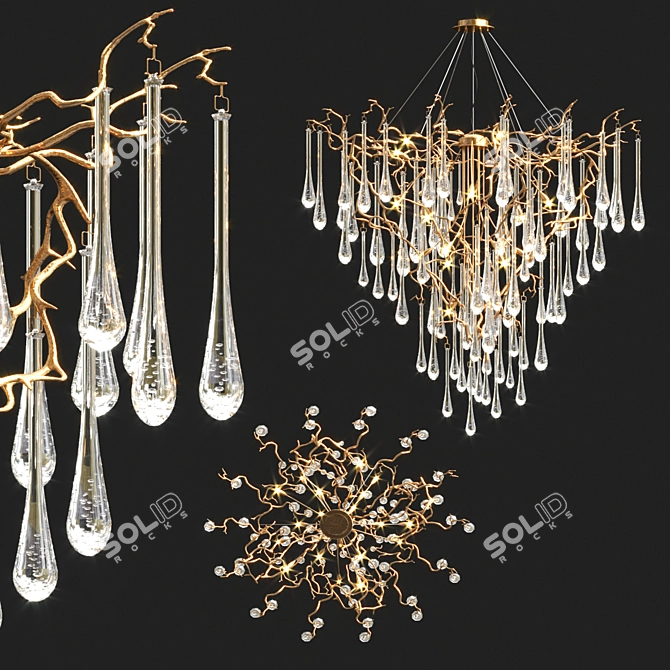 Elegant Aqua Chandelier Collection 3D model image 4