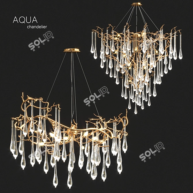 Elegant Aqua Chandelier Collection 3D model image 6