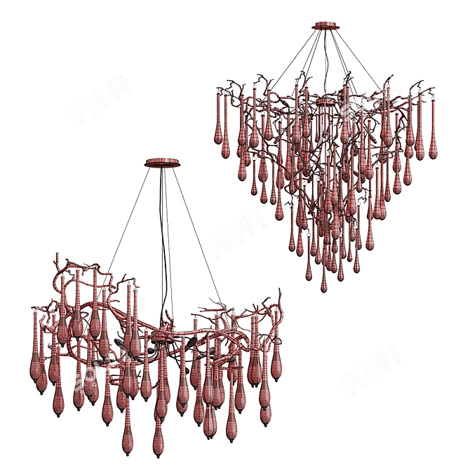 Elegant Aqua Chandelier Collection 3D model image 7