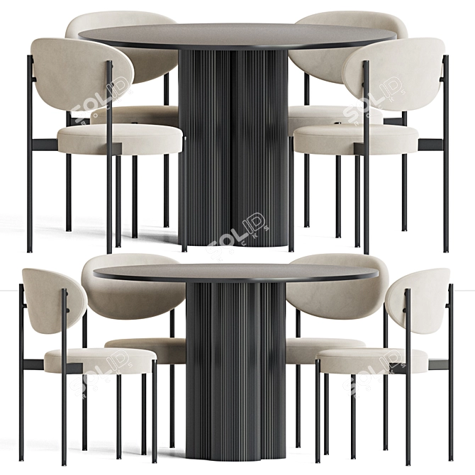 Sleek Modern Dining Set 3D model image 1