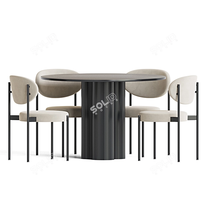 Sleek Modern Dining Set 3D model image 3