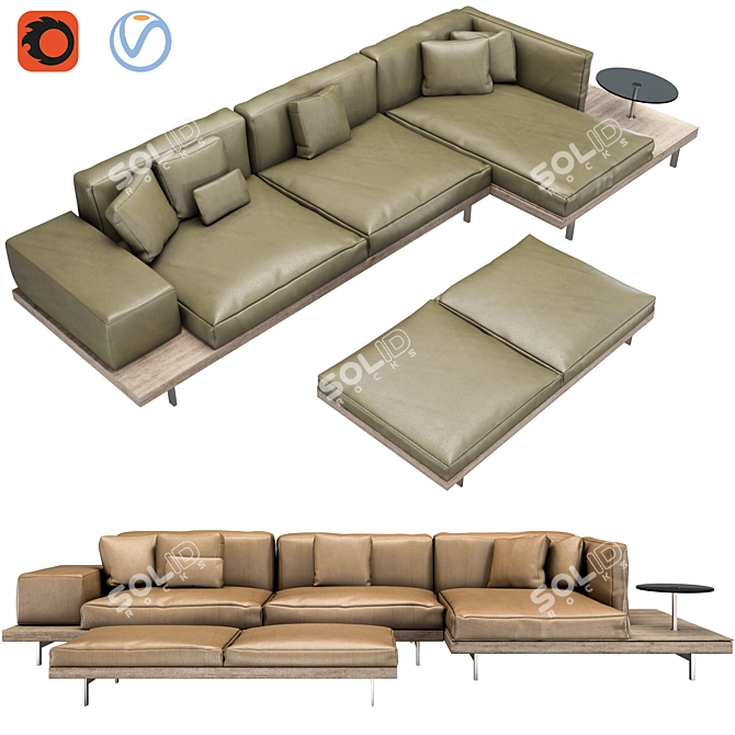 Contemporary Velvet Sofa - Modern Elegance 3D model image 1