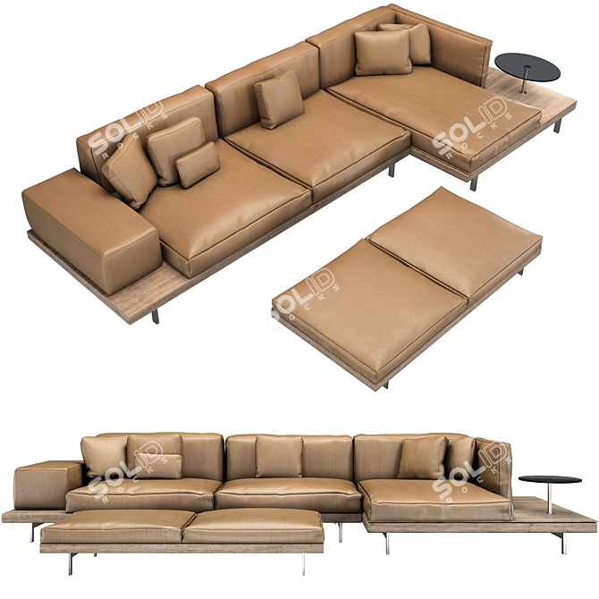 Contemporary Velvet Sofa - Modern Elegance 3D model image 2