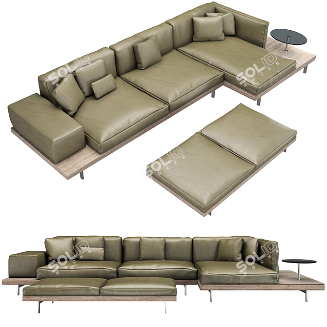 Contemporary Velvet Sofa - Modern Elegance 3D model image 3
