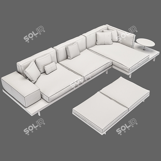 Contemporary Velvet Sofa - Modern Elegance 3D model image 6