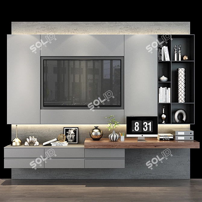 Sleek TV Stand Shelf 3D model image 1