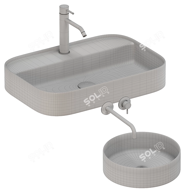 Artelinea Washbasin Set: Versatile Designs, Premium Materials 3D model image 4