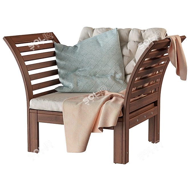 ÄPPLARÖ Garden Chair: Brown Stain/Beige Cushion 3D model image 1