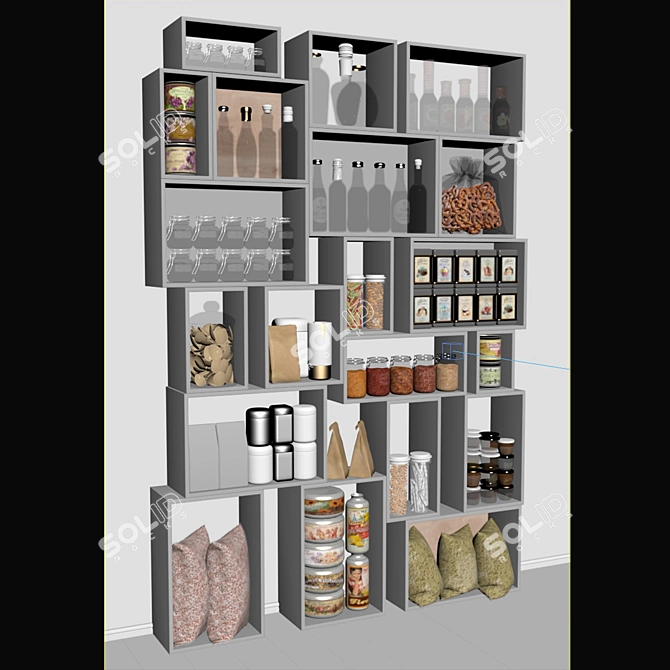 Wooden Crate Bottle and Jar StoreShelf 3D model image 3