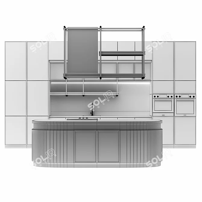 Modern Kitchen Design Set 3D model image 5